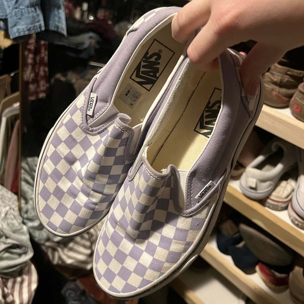 Purple checkered vans